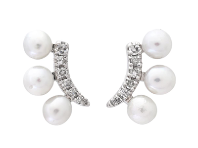 Jewellery, EARRINGS, 18K white gold with cultured freshwater pearls approx. 2,7 mm