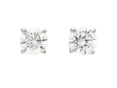 Jewellery, SOLITAIRE EARRINGS, 18K white gold