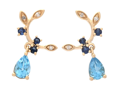 Jewellery, EARRINGS, 18K gold with blue sapphires 0,19 ctw