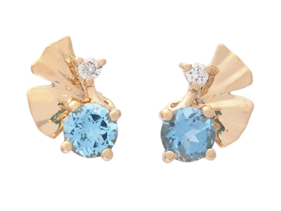 Jewellery, EARRINGS, 18K gold with blue topaz 0,67 ctw