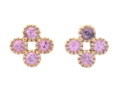 Jewellery, EARRINGS, 18K gold with 4 pink sapphires 0,27 ctw