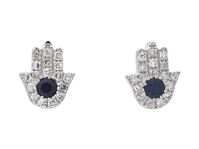 Jewellery, EARRINGS, 18K white gold blue sapphires 0,10 ctw