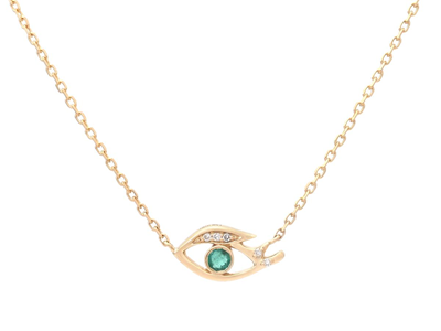 Jewellery, NECKLACE, 18K gold with with emerald 0,07 ctw