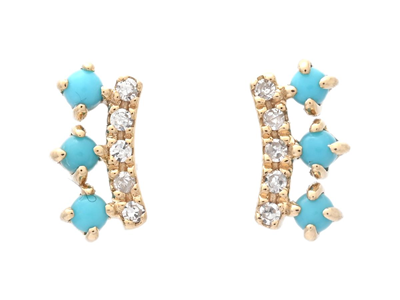 Jewellery, EARRINGS, 18K gold with 6 turquoise 0,12