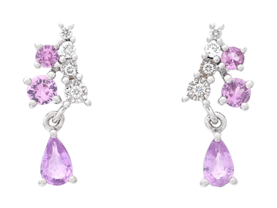 Jewellery, EARRINGS, 18K white gold with with pink sapphires 0,73 ctw