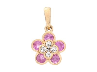 Jewellery, PENDANT, 18K gold with pink sapphires 0,32 ctw
