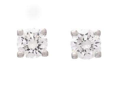 Jewellery, SOLITAIRE EARRINGS, 18K white gold