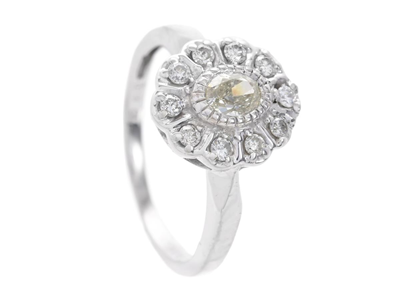 Jewellery, CLUSTER RING, 18K white gold