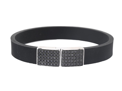 Jewellery, BRACELET, 18K white gold/rubber