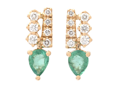 Jewellery, EARRINGS, 18K gold with 2 emeralds 0,26 ctw