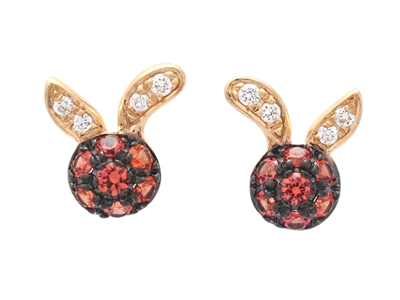 Jewellery, EARRINGS, 18K gold with 14 orange sapphires 0,22 ctw 8 brilliant cut diamonds 0,08 ctw