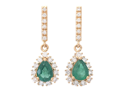 Jewellery, EARRINGS, 18K gold with 2 emeralds 0,63 ctw