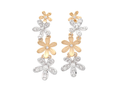 Jewellery, EARRINGS, 18K gold/white gold 46 brilliant cut diamonds 0,39 ctw