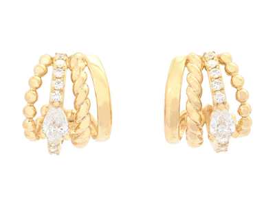 Jewellery, EARRINGS, 18K gold with 2 pear shaped diamonds 0,27 ctw