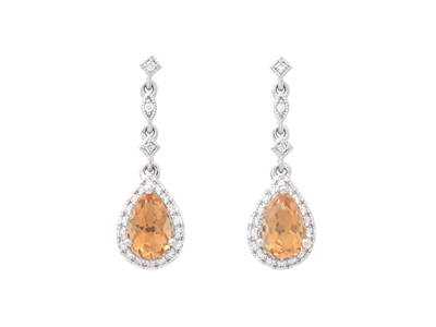 Jewellery, EARRINGS, 18K white gold with 2 citrines 0,76 ctw