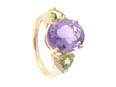 Jewellery, RING, 18K gold with oval amethyst 4,90 ct
