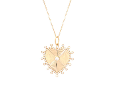 Jewellery, PENDANT/CHAIN, heart 18K gold with 46 brilliant cut diamonds 0,49 ctw
