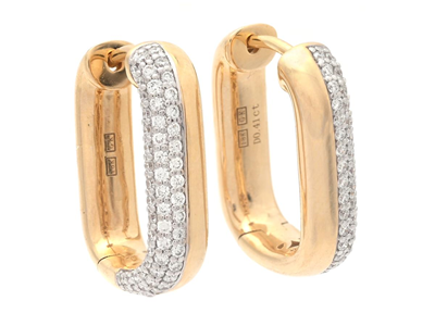 Jewellery, HOOP EARRINGS, 18K gold with 108 brilliant cut diamonds 0,41 ctw