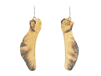 Jewellery, EARRINGS, gold-plated maple