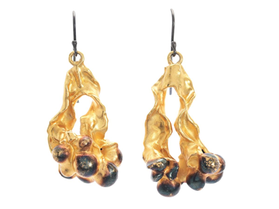 Jewellery, EARRINGS, gold-plated algae