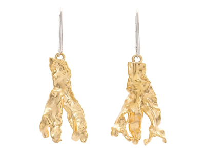 Jewellery, EARRINGS, gold-plated algae