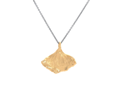Jewellery, PENDANT/CHAIN, gold plated ginkgo leaf
