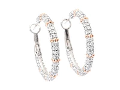 Jewellery, HOOP EARRINGS, 18K white gold/rose gold