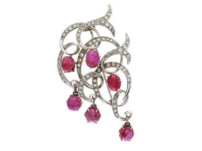 Jewellery, BROOCH, 18K white gold