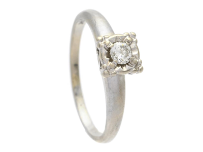 Jewellery, SOLITAIRE RING, 14K white gold