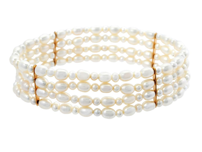 Jewellery, PEARL BRACELET, cultured freshwater pearls approx. 3,0 - 4,0 mm respective 4,0 - 5,0 mm
