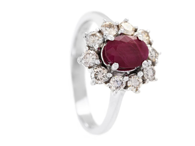 Jewellery, CLUSTER RING, 18K white gold