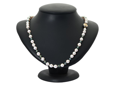 Jewellery, PEARL NECKLACE, cultured pearls 4,6-6,7 mm