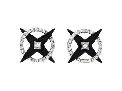 Jewellery, EARRINGS, 18K white gold with onyx 4,35 ctw