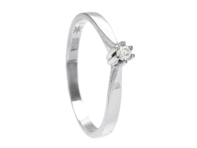 Jewellery, SOLITAIRE RING, 18K white gold with brilliant cut diamond 0,05 ct