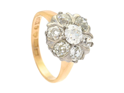 Jewellery, CLUSTER RING, 18K gold