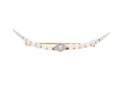 Jewellery, BROOCH, 14K gold/platinum