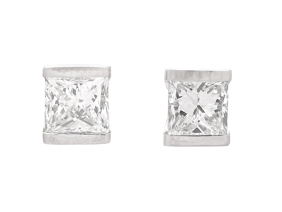 Jewellery, SOLITAIRE EARRINGS, 18K white gold