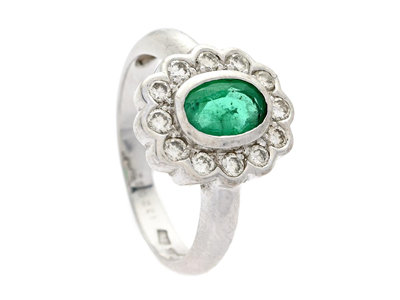 Jewellery, CLUSTER RING, 18K white gold