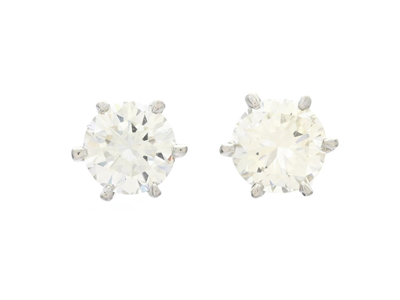 Jewellery, SOLITAIRE EARRINGS, 18K white gold