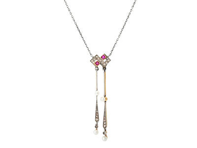 Jewellery, NECKLACE, 14K gold/platinum