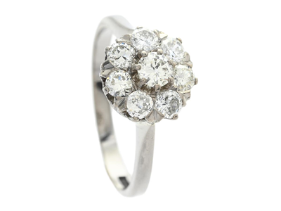 Jewellery, CLUSTER RING, 18K white gold