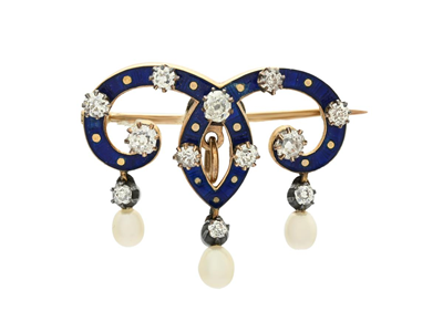 Jewellery, BROOCH/PENDANT, 9K gold/silver