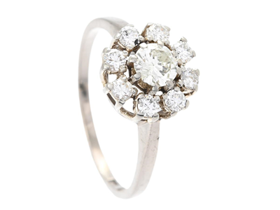 Jewellery, CLUSTER RING, 18K white gold