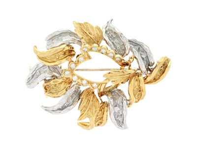 Jewellery, BROOCH, 18K gold/white gold