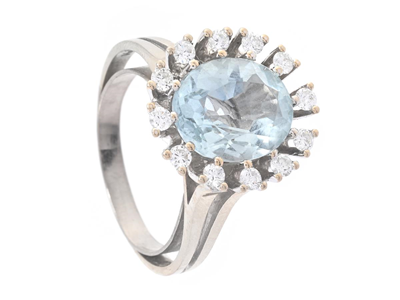 Jewellery, CLUSTER RING, 18K white gold