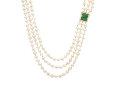 Jewellery, PEARL NECKLACE, 3 - strand