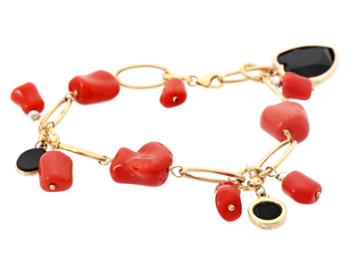 Jewellery, BRACELET, 18K gold. coral