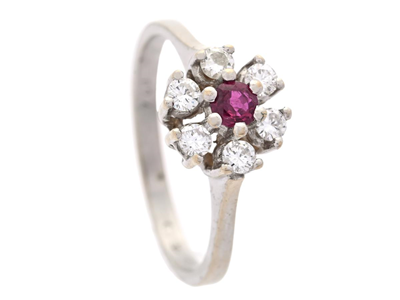 Jewellery, CLUSTER RING, 18K white gold