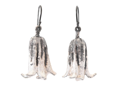 Jewellery, EARRINGS, silver-plated flowers