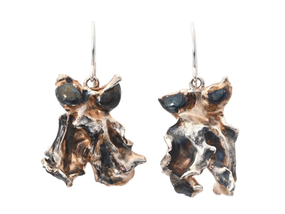 Jewellery, EARRINGS, silver-plated algae